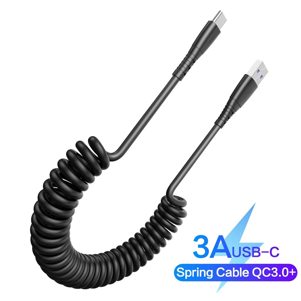 

3A Spring Fast Charging Type C Cable Mirco USB C Wire for Xiaomi Mi 11 Huawei P30 Realme Poco Quick Charge Tipo C Cord 0.5-1.5M