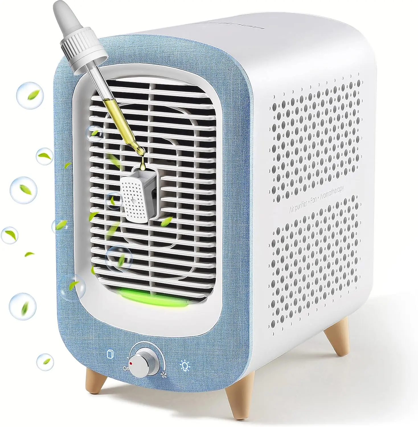 

Cute Bedroom Air Purifiers for 780 sq ft, Retro Design, Essential Oil Diffuser & Bladeless Fan Combo, HEPA Carbon filters Re