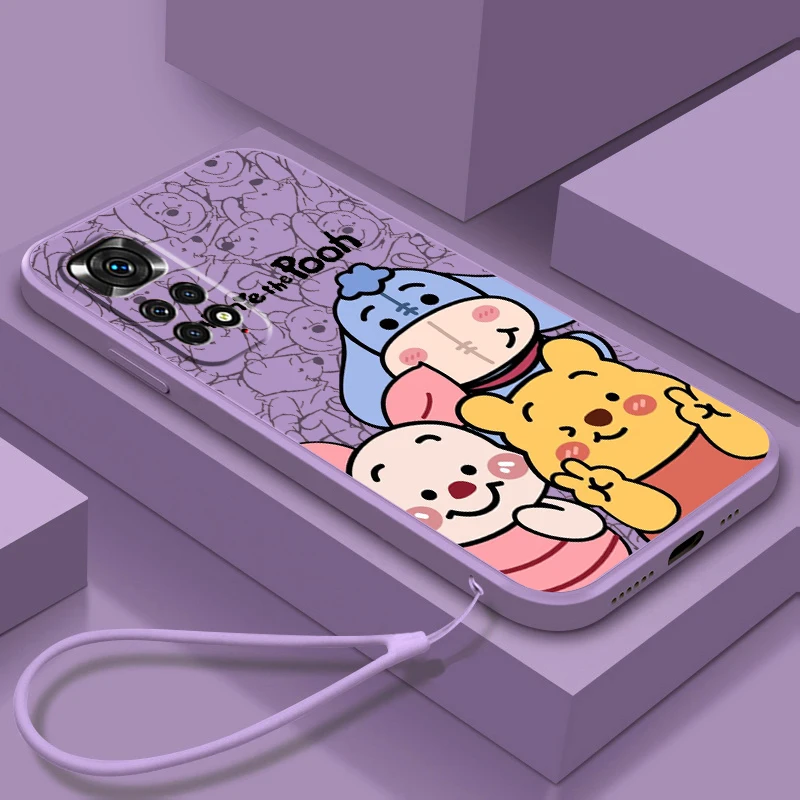

Winnie The Bear Disney Phone Case For Xiaomi Redmi Note 12 11T 11S 11E 10S 10T 10 9T Pro Plus Liquid Rope Funda Cover