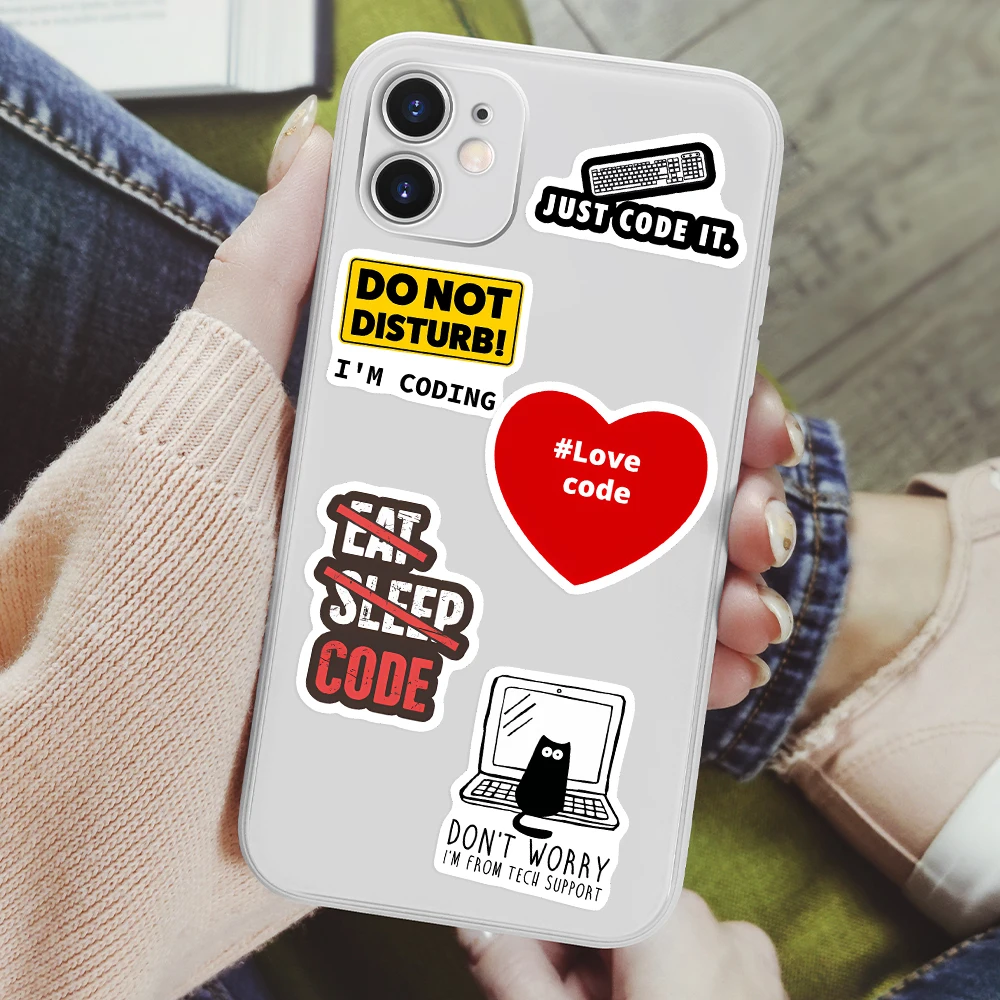 Забавные наклейки для программирования Java JS Php Docker Html Cloud Hacker Development декоративная