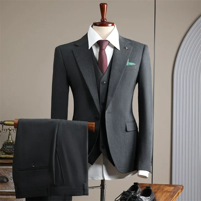 (6) Fashionable British Style Handsome Groom Wedding Suit High-end