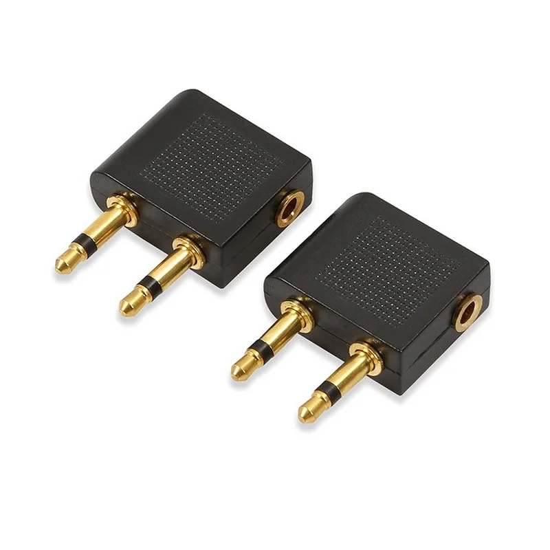 

10PCS Gold Nickel Plated Air Plane 3.5mm Airplane Airline Headphone Mono Audio Cable Converter Travel Jack Plug Splitter Adapter