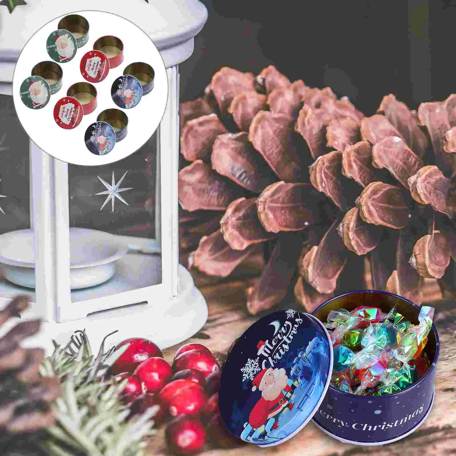 

12 Christmas Candy Box Multifunctional Round Shape Storage Organizer Storage Tank for Dinner Event Festival Party