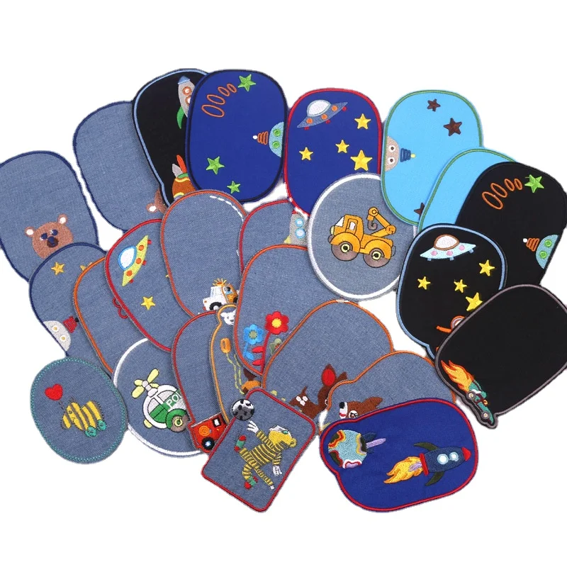 

50 шт./партия, джинсовые нашивки с вышивкой