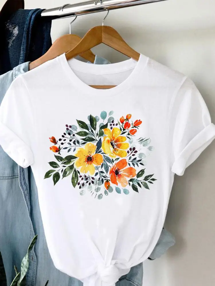 

Футболка женская летняя с коротким рукавом и графическим принтом