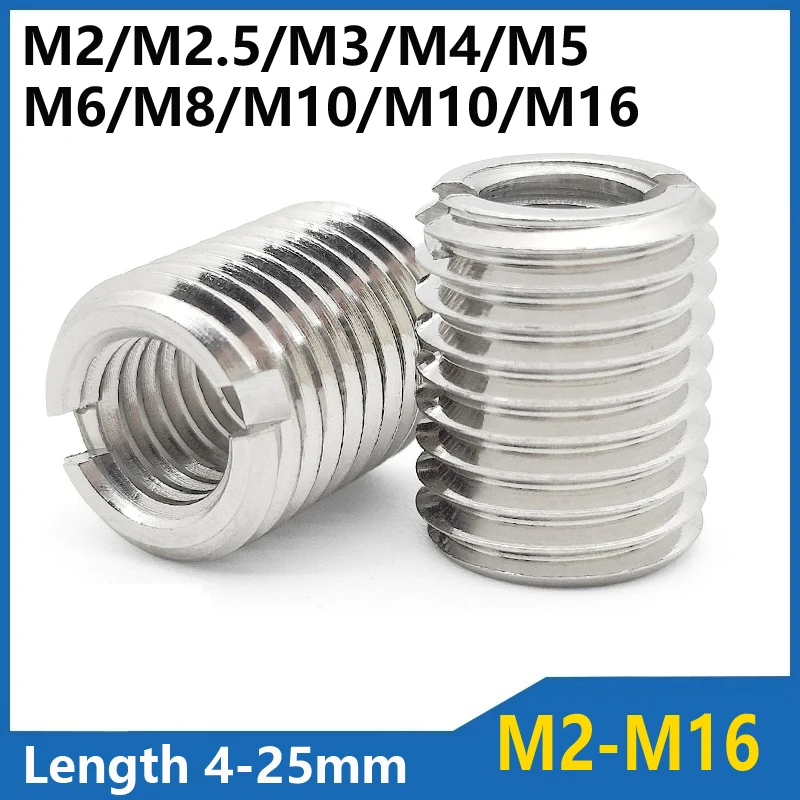 

M2-M16 304 Stainless Steel Inside Outside Thread Slotted Adapter Screw Wire Thread Insert Sleeve Conversion Nut Coupler