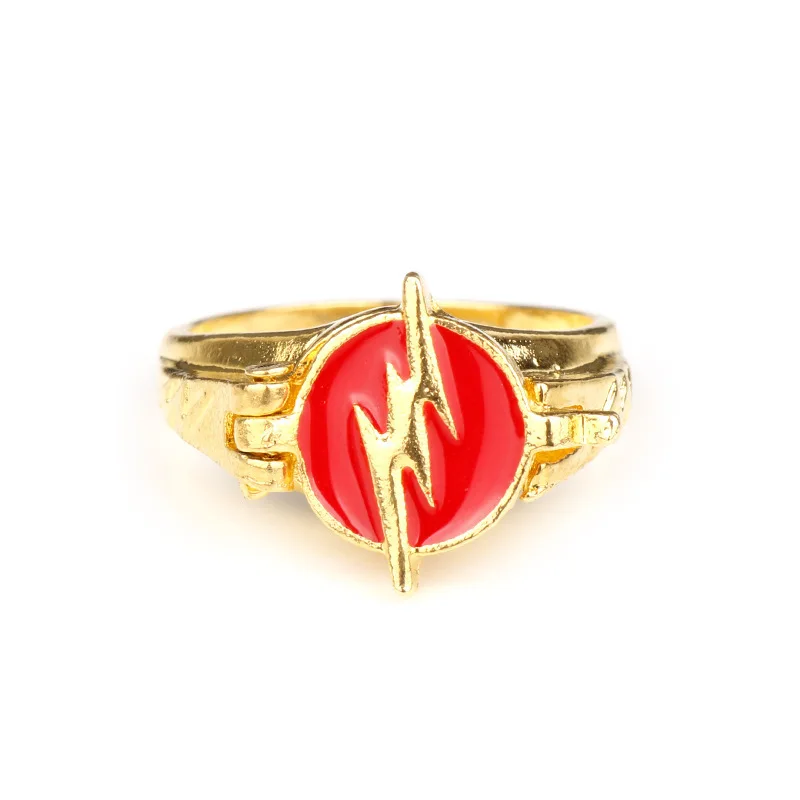 Creative Lightning Punk Rings for Men Women Superhero  Flash Hiphop Adjustable Red Stone Ring Couple Jewelry Birthday Gift