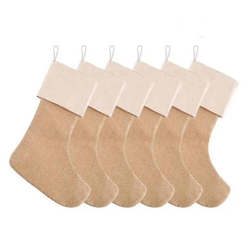 

Christmas Stockings Natural Burlap Christmas Stocking Fireplace Hanging Decorations Personalized Christmas Stocking For