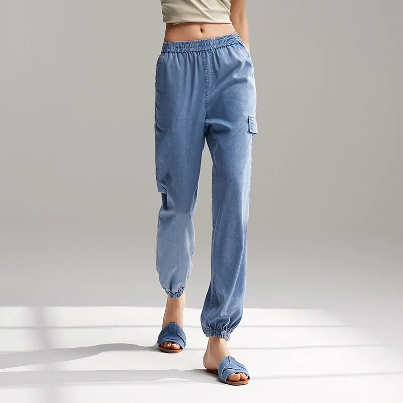 Джинсы SemirJeans женские с эластичным поясом свободные брюки для бега новинка 2024