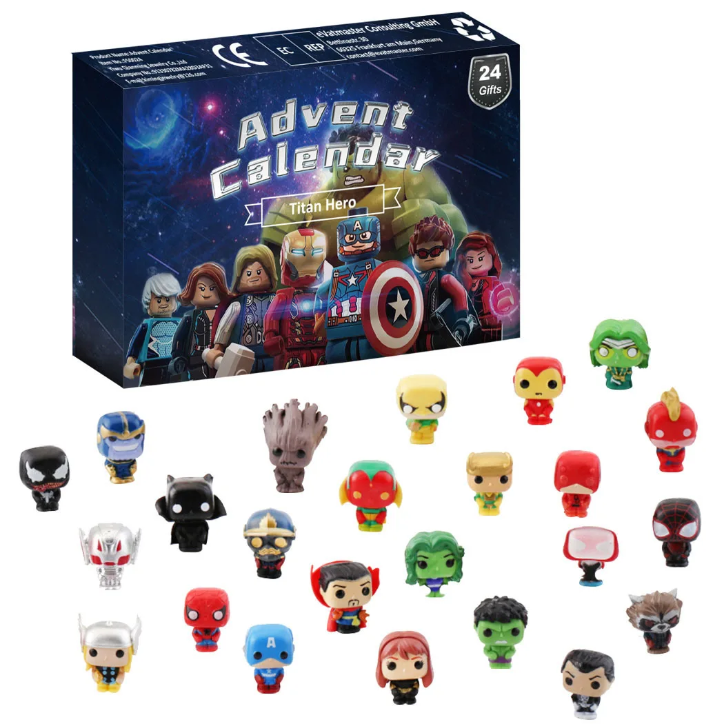 

Hot 24 Pieces Christmas 2023 Advent Calendar Box Toys Anime Figures Marvel Avenger Alliance Spider Children Christmas Gift