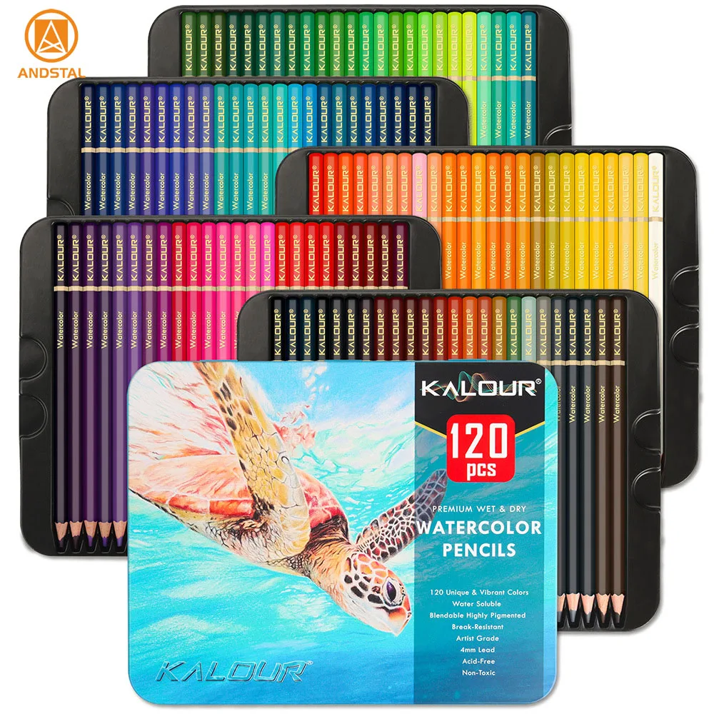 Andstal 120 Colors Professional Colored Pencils Tin Box Watercolor Pencil Set For Artists Beginner Kids Coloring Art Supplies