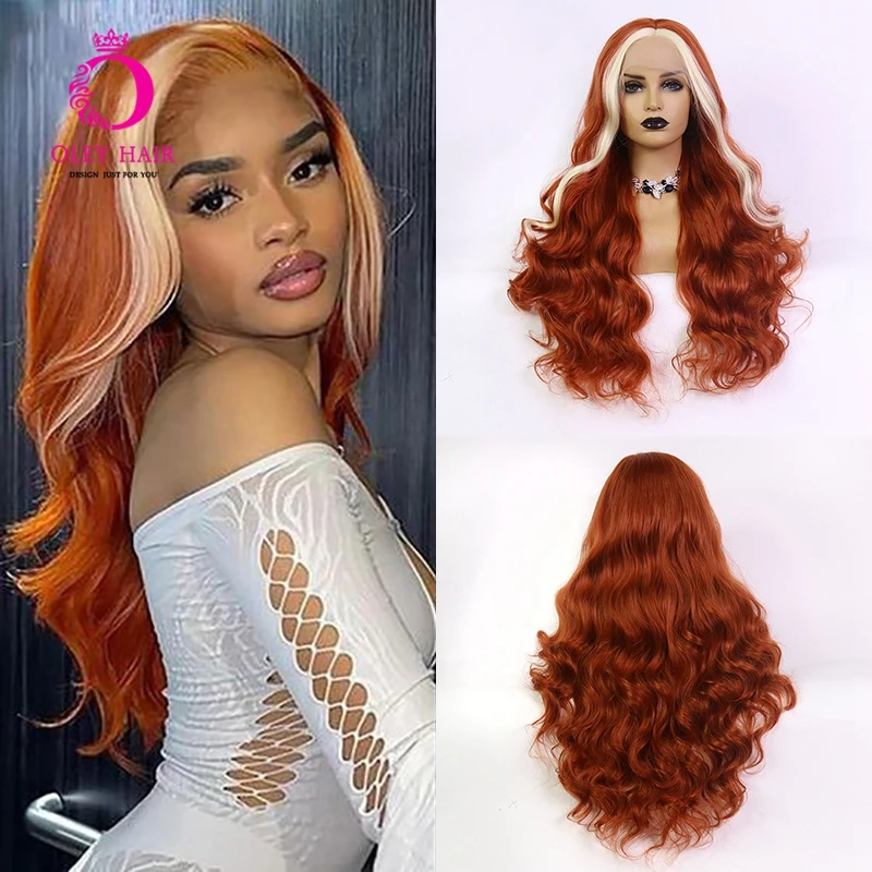 Honey Blonde  30 Inch Ginger Synthetic Lace Front Wig Loose Wave Long Heat Resistant Daily Use Cosplay Wigs For Black Women