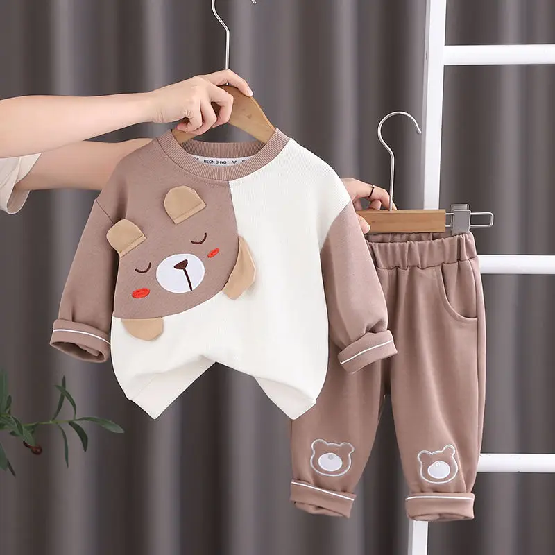 

Children Cotton Autumn Baby Boy Patchwork Cartoon Animals T-shirt Pants 2Pcs/Set Outfit Kid Fashion Toddler Casual Tracksuit
