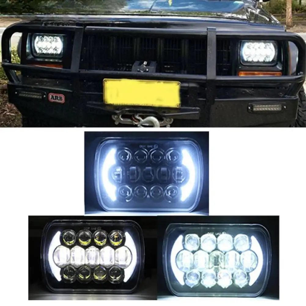 

105w Brightest Square Headlight 5 x 7inch 7 x 6inch Led Lights Ip67 Waterproof Compatible For Jk Cherokee Truck