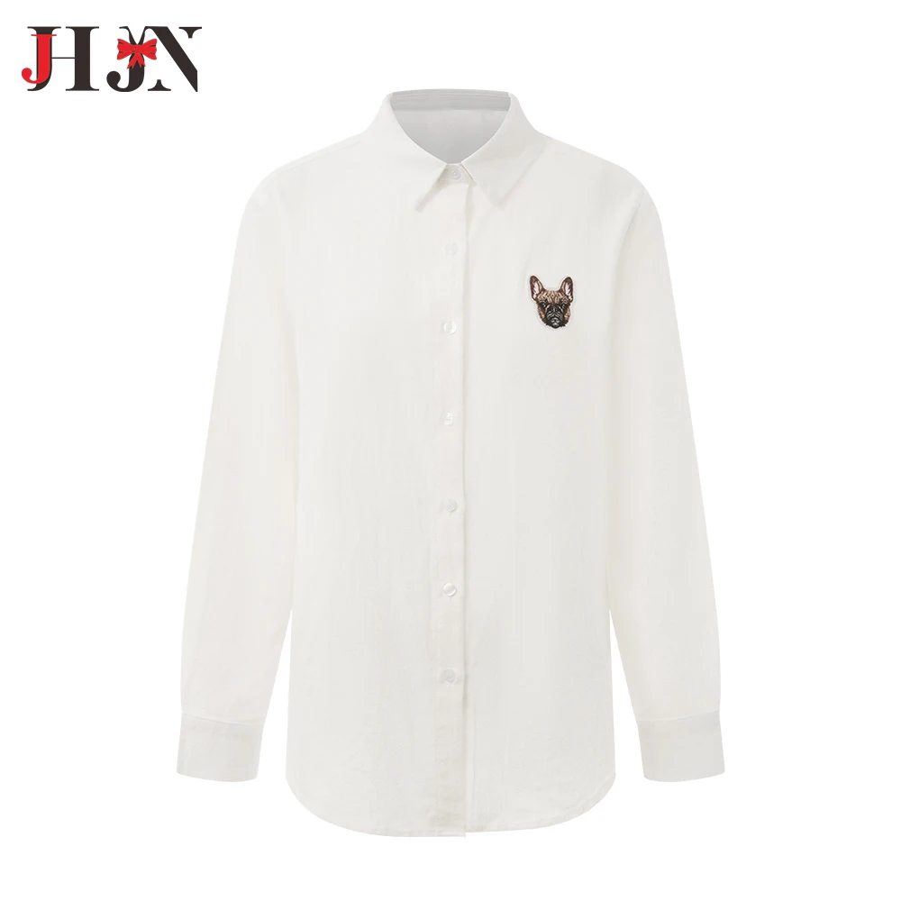 JHJN повседневная женская блузка белые однобортные топы милые рубашки с