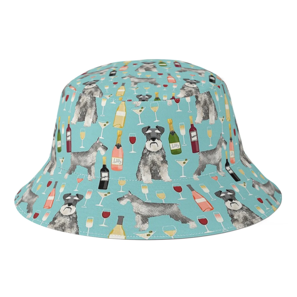 

2022 New Summer Schnauzer Dog Breed For Dog Lover Bucket Hats for Women Men Streetwear Foldable Bob Fisherman Hat Fedoras Cap