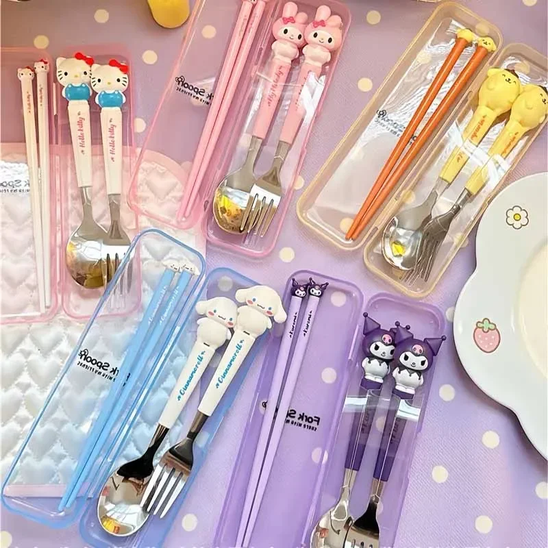 Набор детских столовых приборов Sanrio из 3 предметов милая аниме ложка вилка и