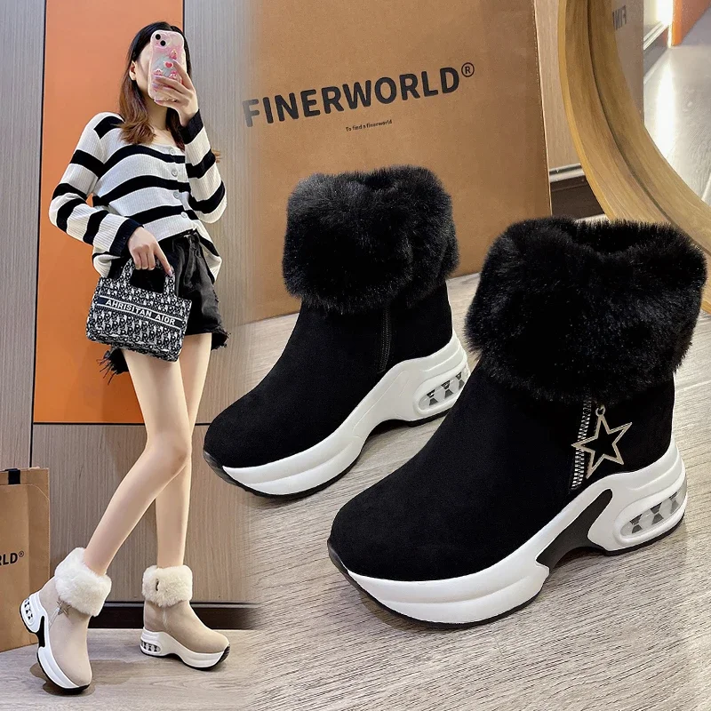 

Winter Women Warm Sneakers Platform Snow Boots Ankle Boots Female Causal Shoes Ankle Boots for Women Lace-up Ladies Boot
