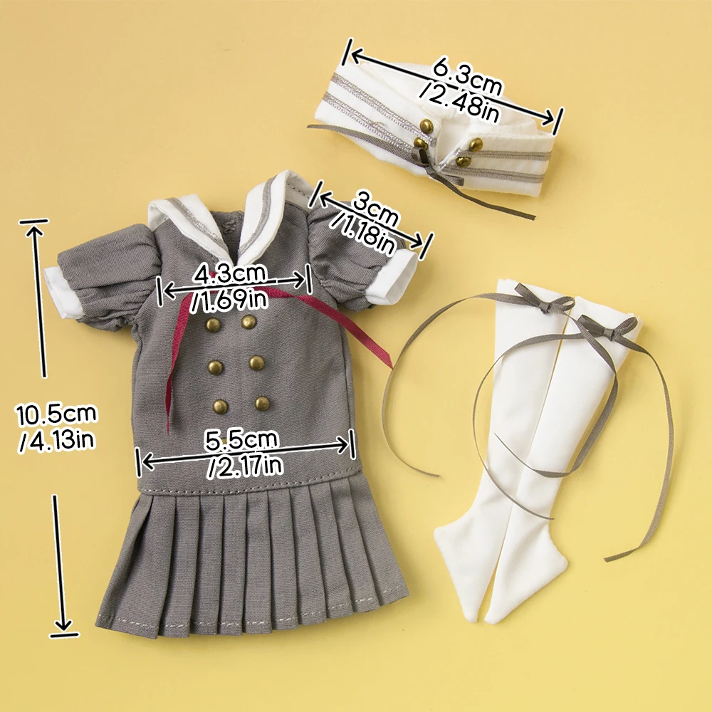 Фото Одежда для кукол Blythe: темно-синяя униформа, костюм моряка, юбка, шляпа для Azone, OB22 24, Licca, Oioi Studio, Light Nightmare Twin, аксессуары для кукол. №2