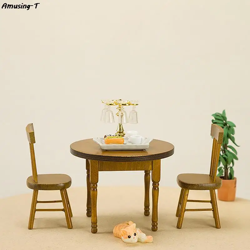 

1 комплект, мини круглый стол и стул, набор мебели, модель сцены, реквизит для фото, украшение для кукольного домика