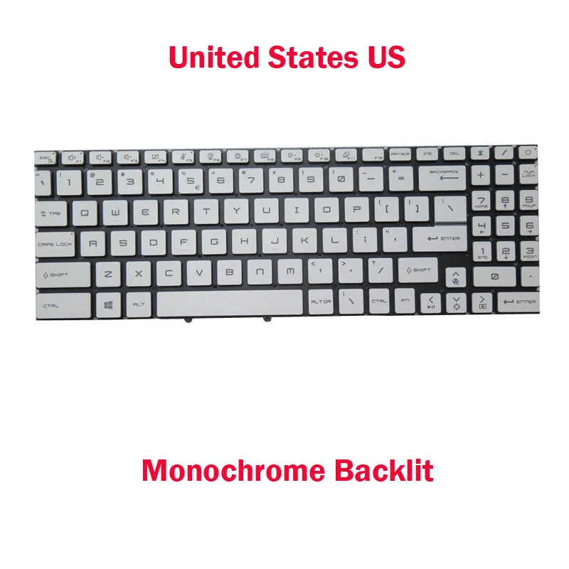 Монохромная клавиатура с подсветкой для ноутбука MSI Creator M16-A11U A11UC A11UD A11UX M16 A12U A12UC