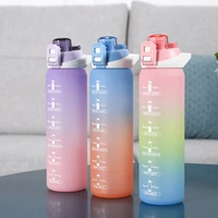 1l sports water bottle with time marker one button lock leak proof cups camping cycling drinking bottle school office water cups