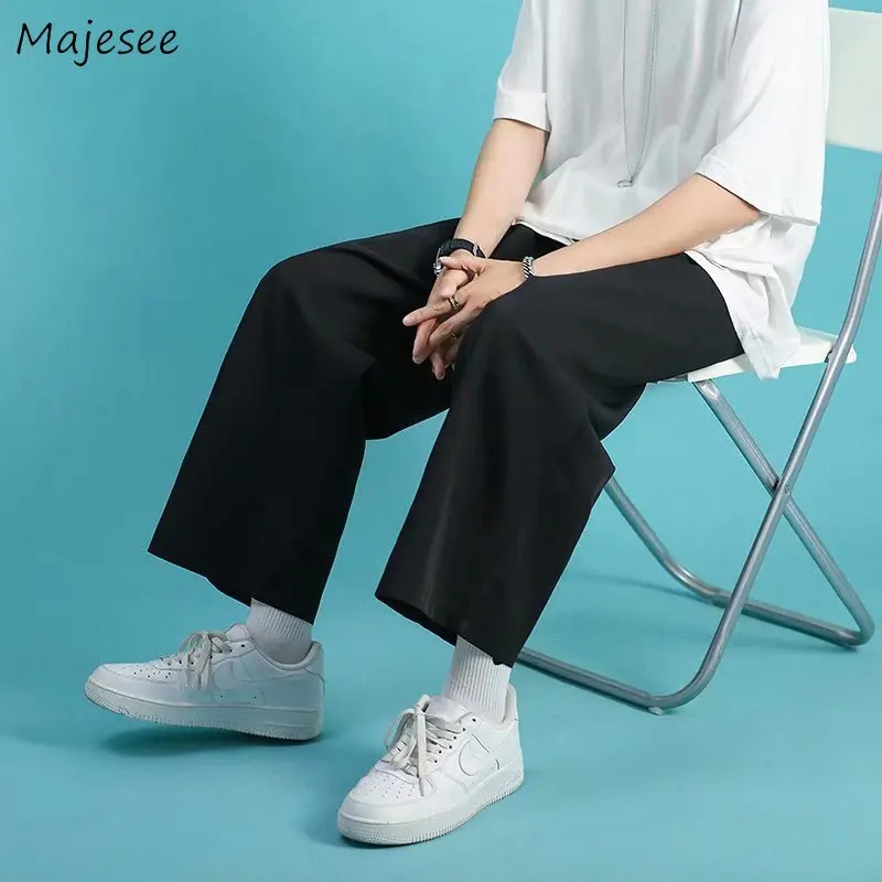 Casual Pants Men Breathable Teens Fashion Simply Pure Color Ins Hop Hop High Street Stylish Штаны Male Trousers Handsome Popular