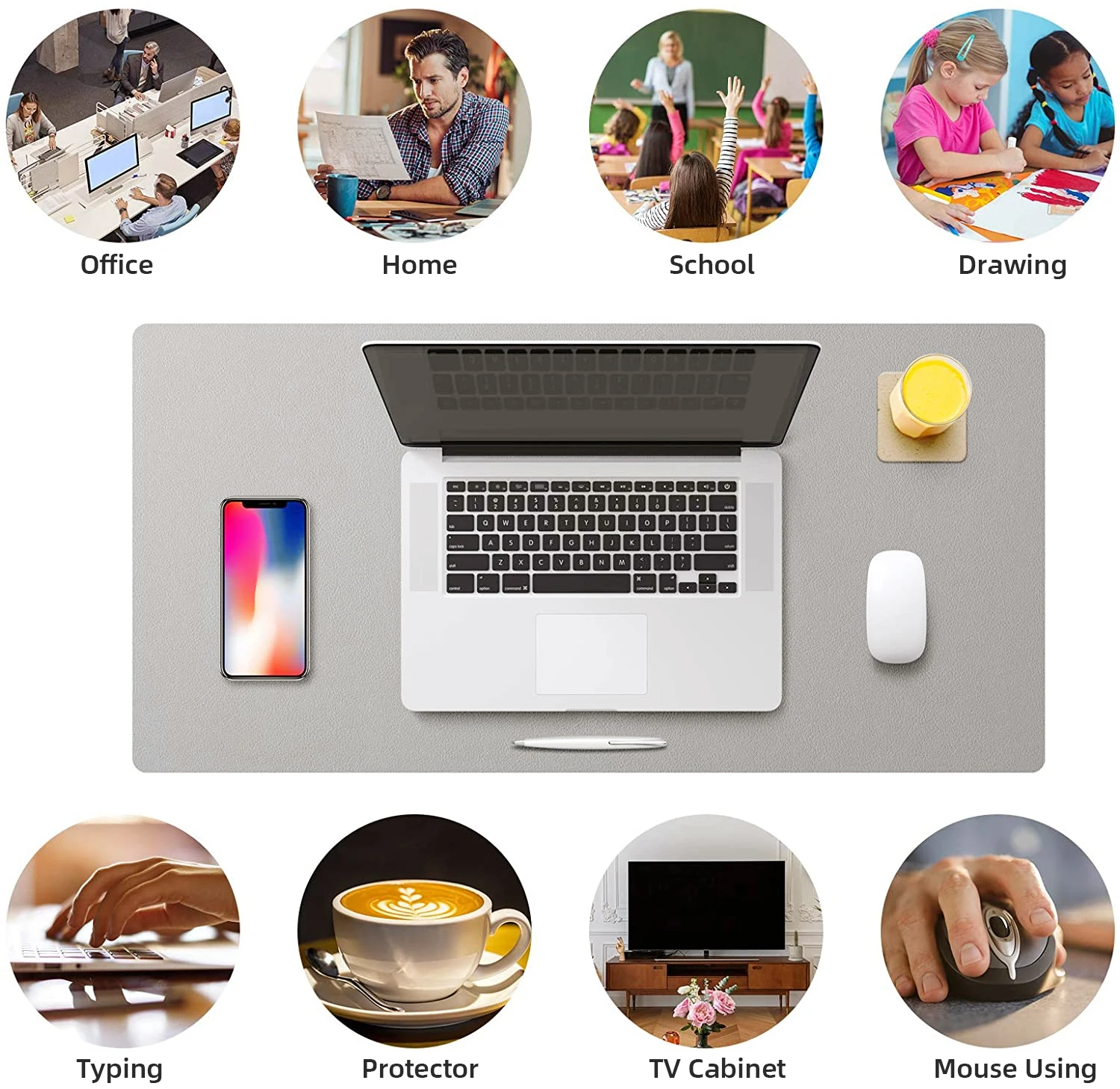 Large Size Office Desk Protector Mat PU Leather Waterproof Mouse Pad Desktop Keyboard Desk Pad Gaming Mousepad PC Accessories images - 6