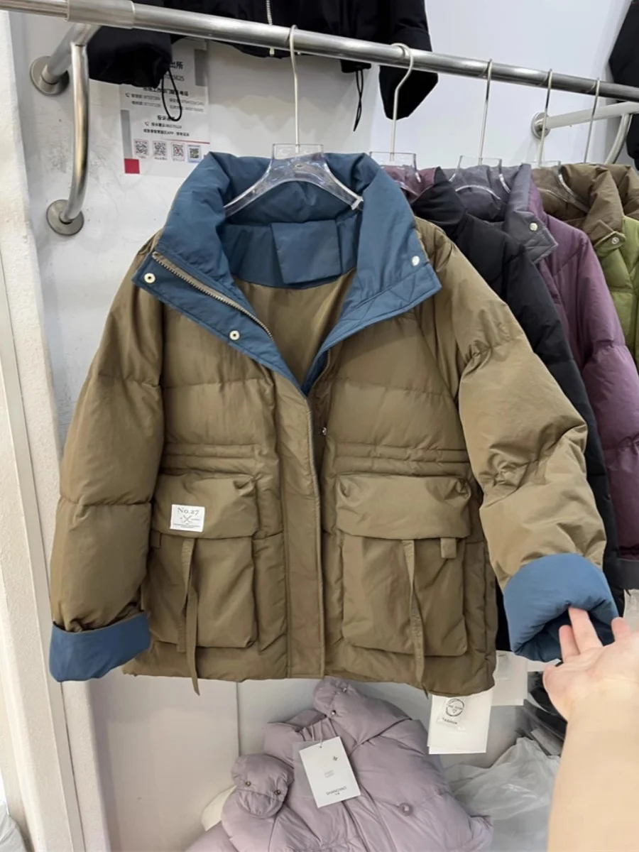 2024 Winter Korean Sle Short Thickened Maillard Down jacket Outerwear Women Loose Versitile Fashion Small Top