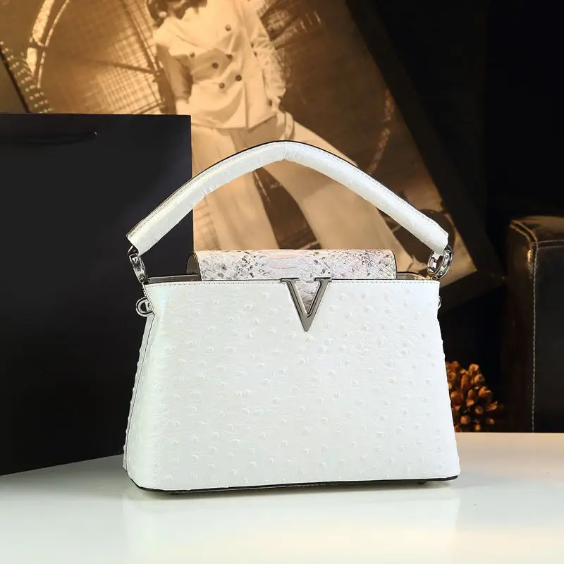 2024 новые женские сумки из страусиной кожи роскошные модные с широким плечевым