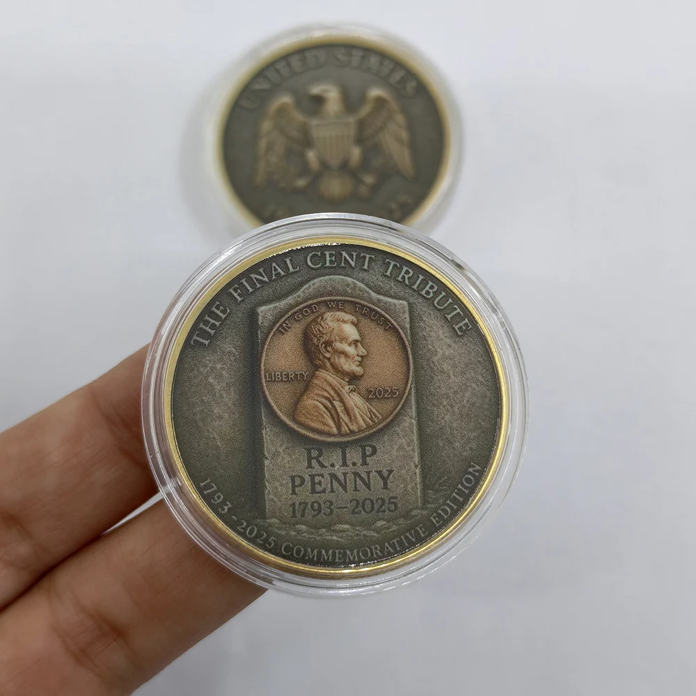 Фото Сувенирная монета LIBERTY 2025 The Final Cent Tribute 1792-2025, позолоченная коллекция монет для вызова в США, подарок №3