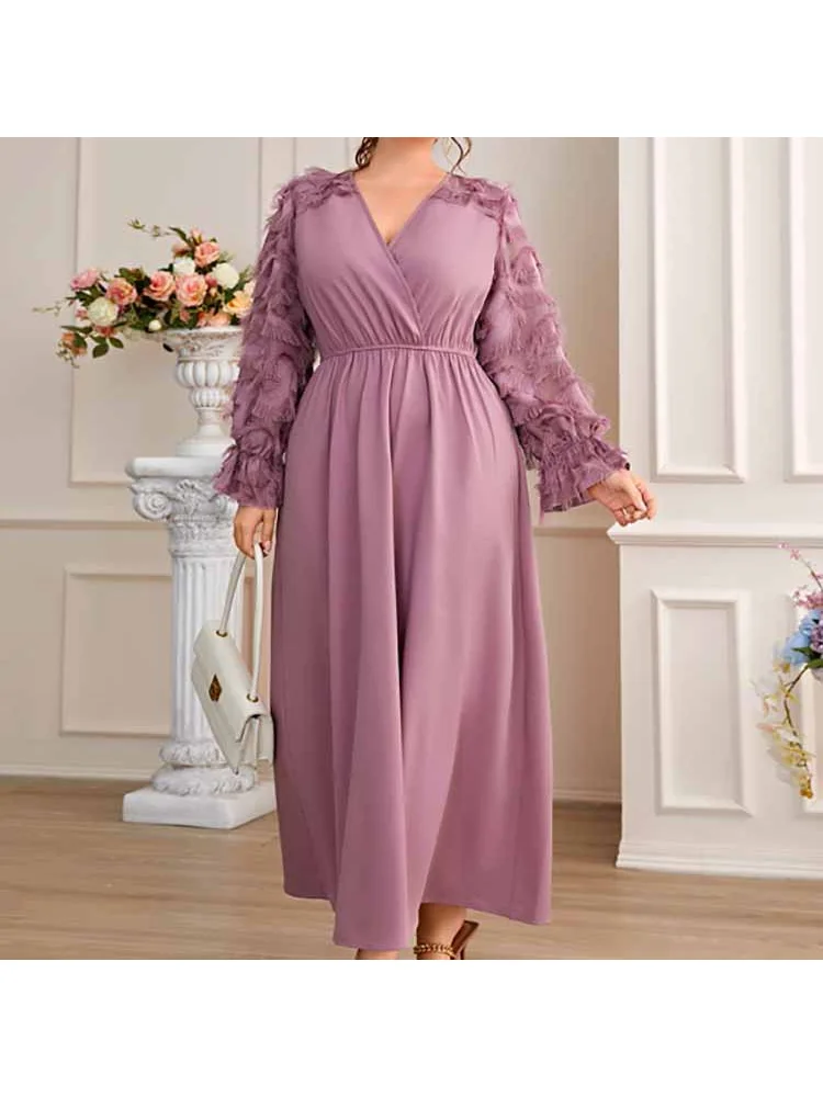 Waistband pullover temperament long commuter dress large size women's dress plus size dresses  party dresses