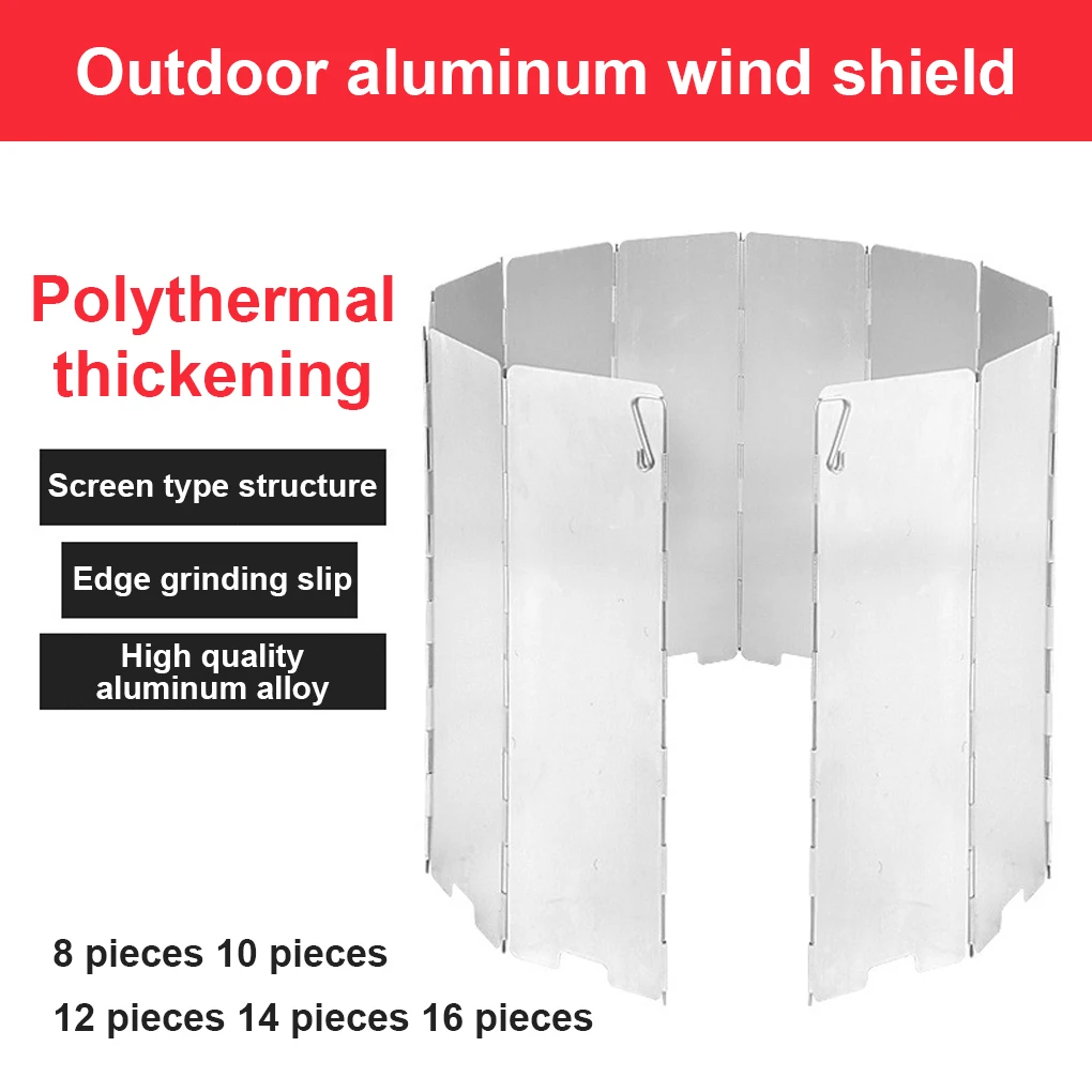

Gas Stove Wind Shield 8/9/10/12/14/16 Plates Outdoor Camping Picnic Cooking Burner Windproof Screen Aluminum Alloy Wind Screen