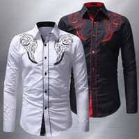 high quality men long sleeve shirts casual printed western denim embroidered shirts business dress shirts