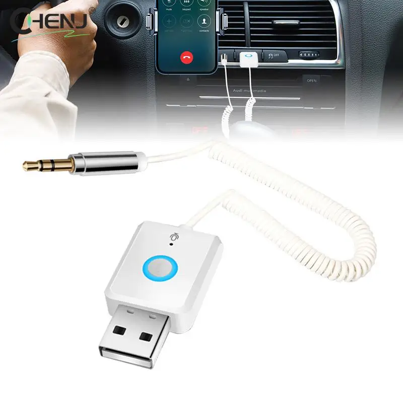 

Bluetooth Aux Adapter Dongle USB To 3.5mm Jack Car Audio Aux Bluetooth 5.0 Handsfree Kit For Car Receiver BT Transmitter