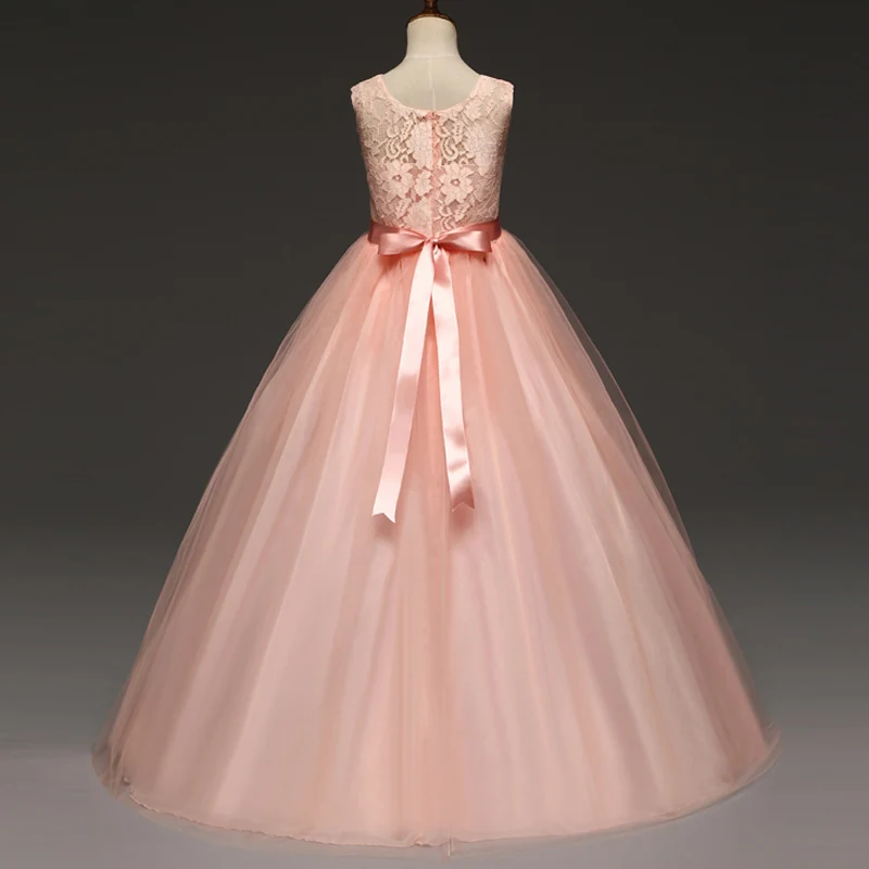 Рождественское платье для девочек Красный новогодний костюм кружевное Тюлевое