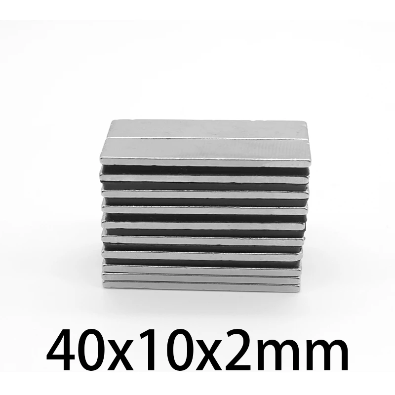 

10~100 PCS 40x10x2mm Super Strong Sheet Rare Earth Magnet Thickness 2mm Block Rectangular Neodymium Magnets N35 NdFeB 40*10*2 mm