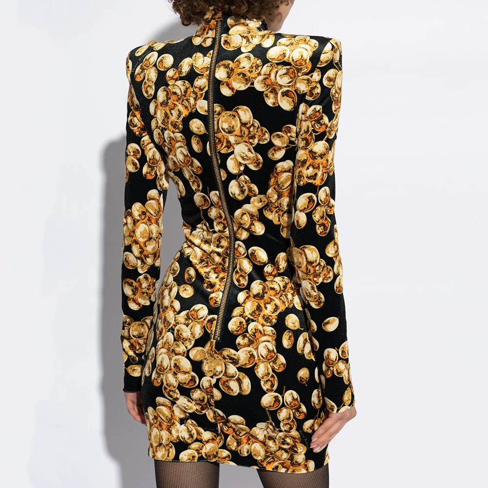 TWOTWINSTYLE платье с цветным принтом для женщин воротник-стойка длинный рукав высокая