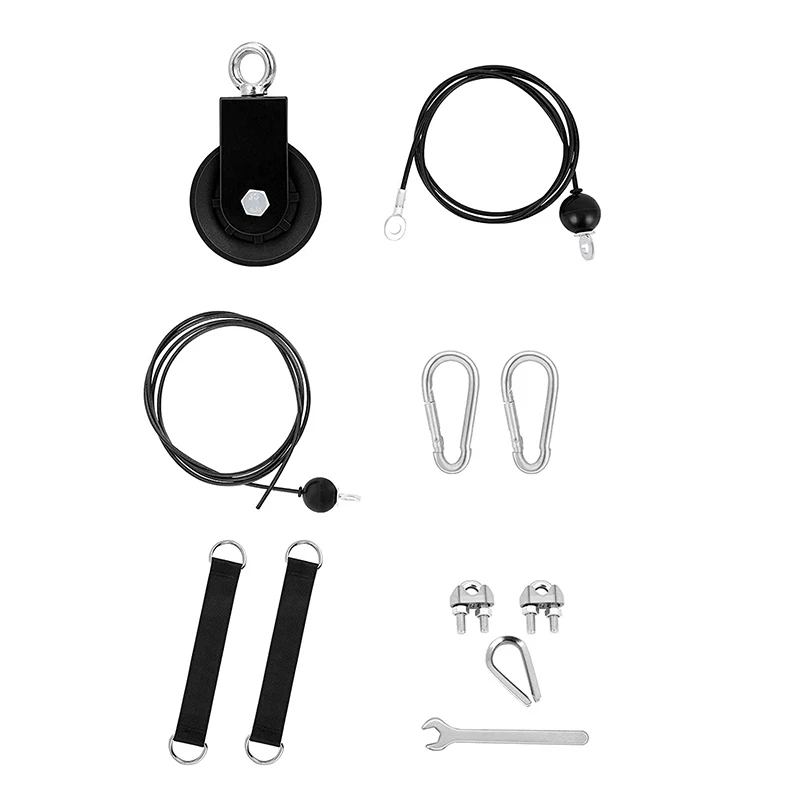 

Hot Fitness Pulley System, With 1.8M/2. Fitness Replacement Cable 360 Rotation Pulley Hanging Straps And Hoist Buckles