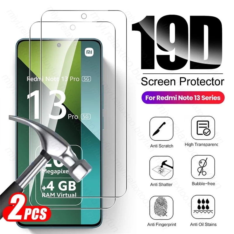 2 шт. 19D закаленное стекло премиум-класса защитные пленки для экрана Redmi Note 13 Pro 5G 4G