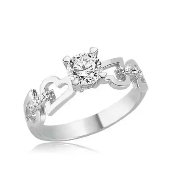 

Женское кольцо Tevuli 925 пробы с серебряным сердцем и одним камнем