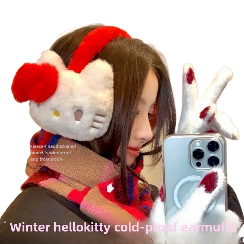 Наушники с героями мультфильмов Hello Kitty теплые холодные и антифризные езда на