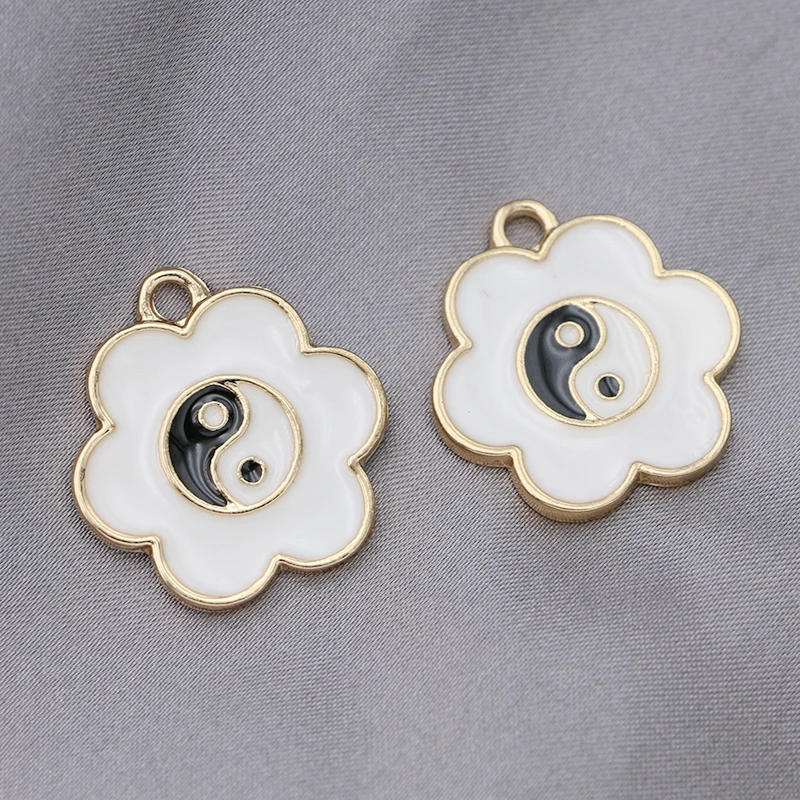 

5Pcs Gold Plated Enamel Yin Yang Charm Pendant Jewelry Making Accessories Necklace Handmade Bracelet Earrings DIY 22x23mm