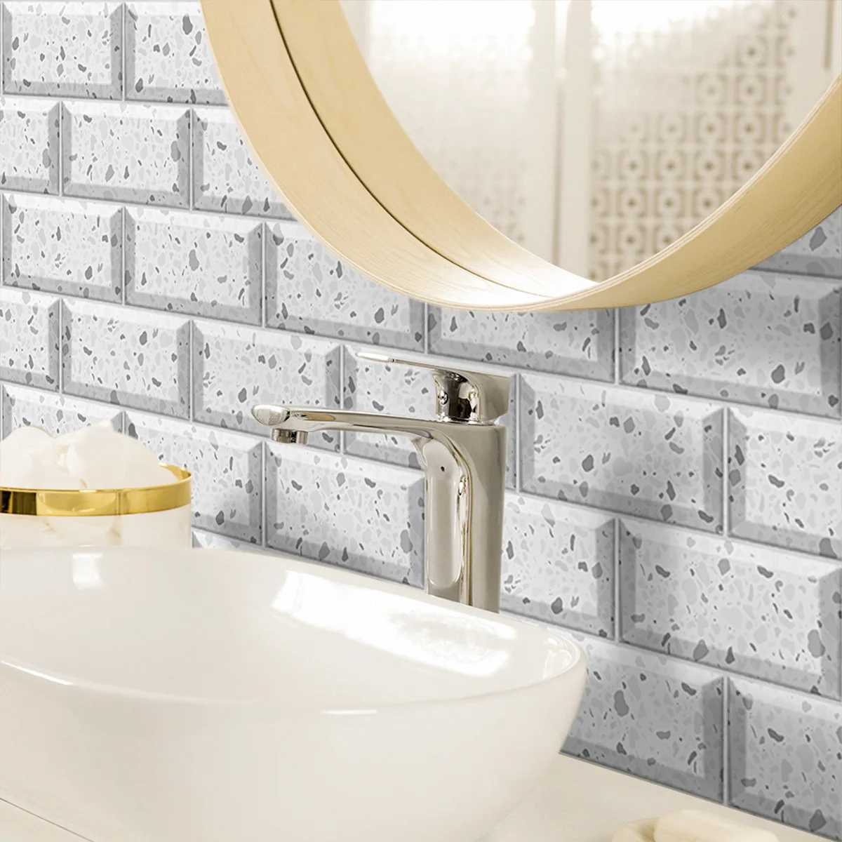 Наклейка в виде мозаичной кирпичной плитки s-Декор водонепроницаемые обои для