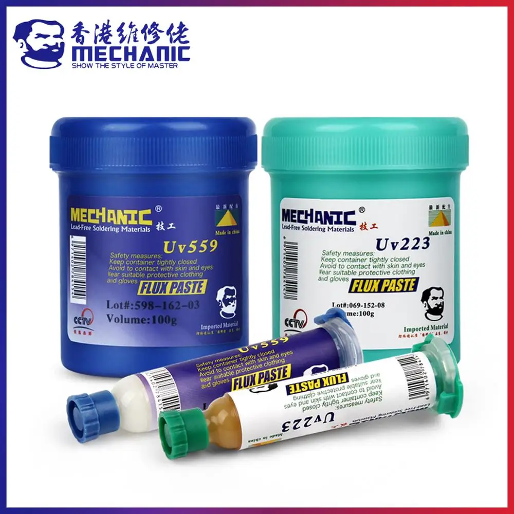 

MECHANIC UV-223/559 10cc/100g Mild Rosin Lead-Free Solder Flux Paste No-Clean Light Smell Welding Flux Repair PCB BGA SMD SMT