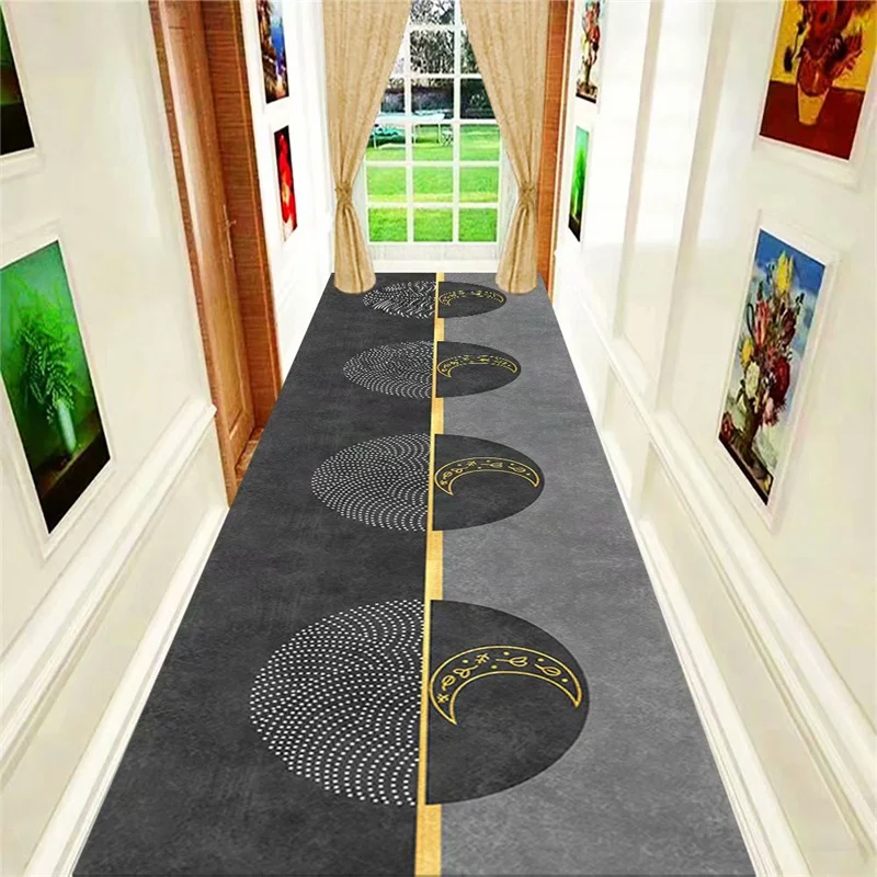 

Morden Fashion Long Corridor Carpet Plaid Stripes Abstract Ins Rugs Light Luxury Non-Slip Mats For Living Room Hotel Hallway