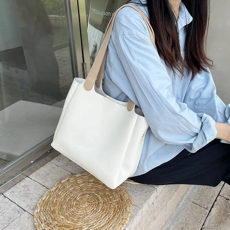 2022 New Fashion Casual Travel Shopping Bag for Women Handbag PU Leather Armpit Shoulder Bags Zipper Female Hand Tote Purse