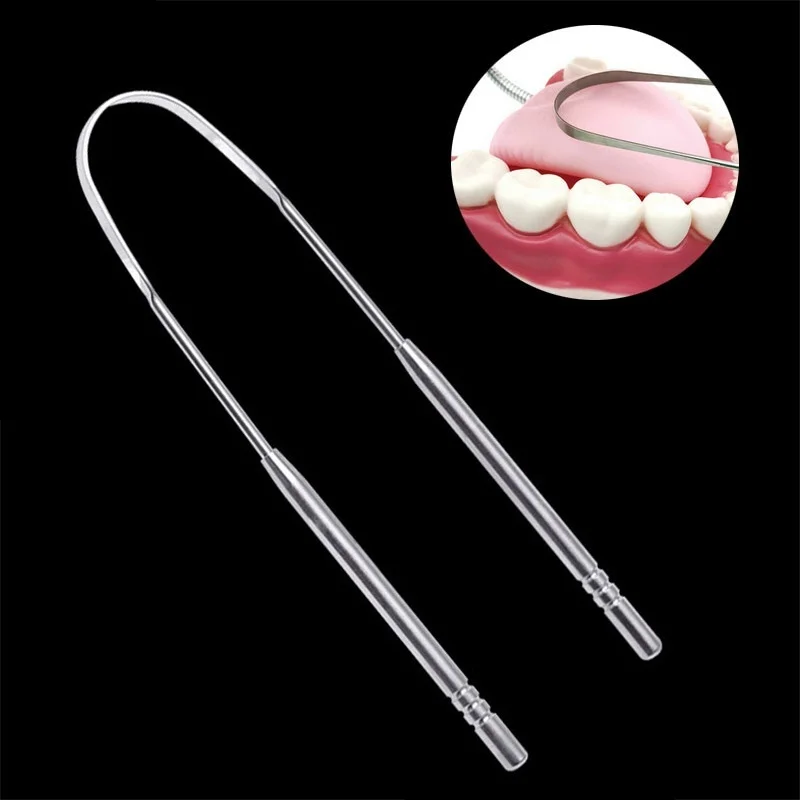 

Stainless Steel Tongue Cleaner Scraper Oral Tongue Cleaning Brush Remove Food Debris Care Toothbrush Hygiene Care Tools