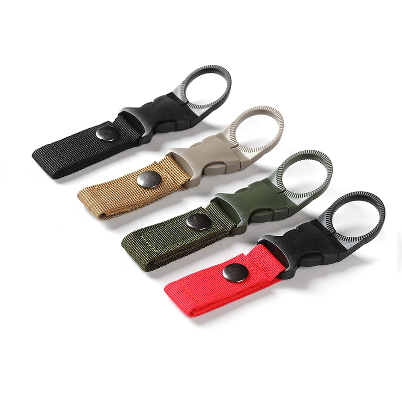 

New Outdoor Camping Hiking Tactical Multifunction Nylon Webbing Carabiner Buckle Bottle Hanging Bottles Strap Belt Clip EDC Tool