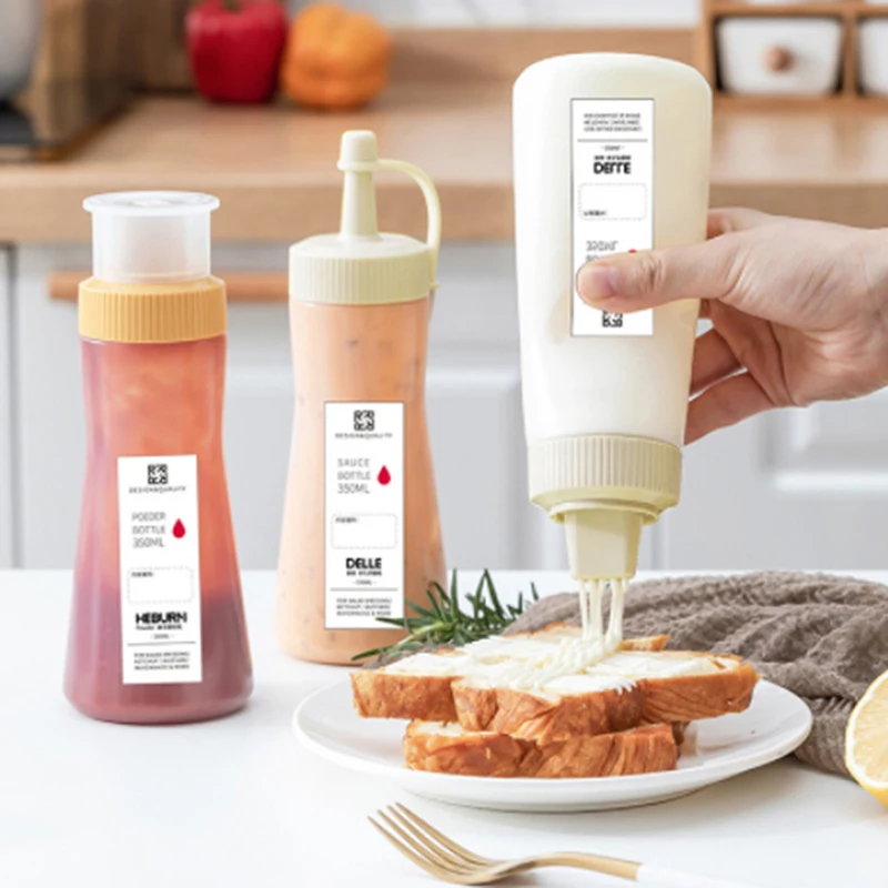 

350ml 5 Hole Squeeze Condiment Bottles With Nozzles Plastic Ketchup Mustard Hot Sauces Olive Oil Bottles Kitchen Accessories